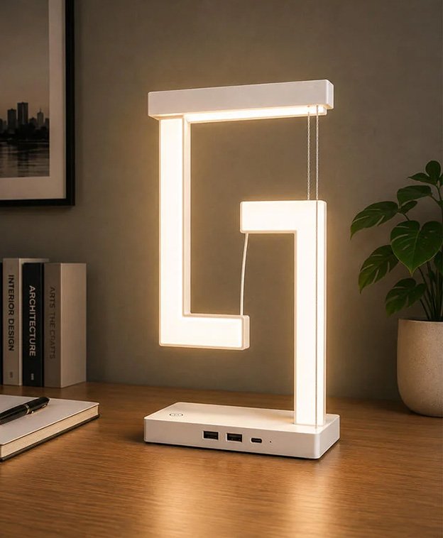 Tangent Magnetic Floating LED Lamp with Wireless Charging