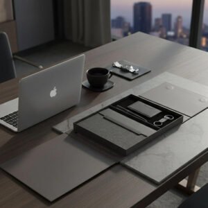 Premium 5-Piece Professional Gift Set with PU Notebook, Metal Pen, Card Holder & Keychain in Elegant Box