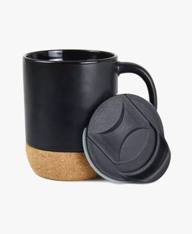 Ceramic Mug with Lid and Cork Base, 385ml - Image 2