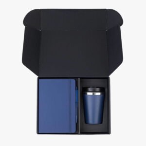 Premium Corporate Gift Set with Double-Walled Tumbler, A5 Notebook & Pen - Navy Blue